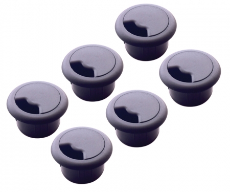 6-pack black desk grommets