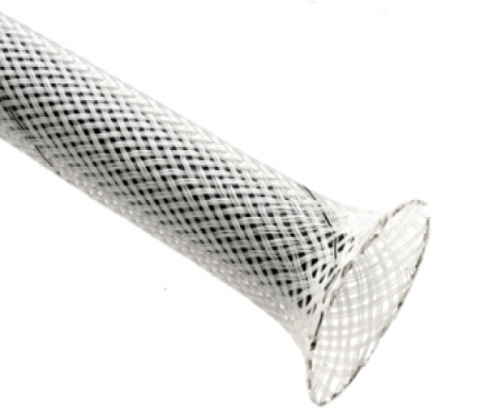 Halar braided sleeving, White/black