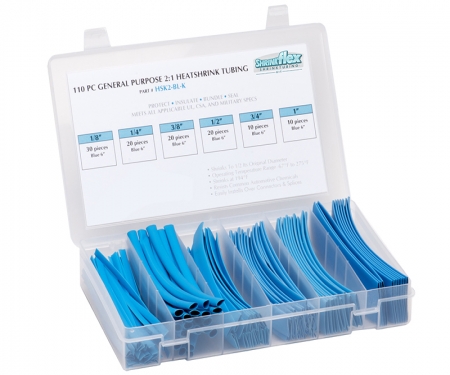 2:1 Heat shrink kit, blue, multi sizes
