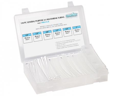 3:1 Heat shrink kit, clear, multi sizes