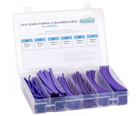 2:1 Heat shrink kit, purple, multi sizes