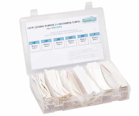 3:1 Heat shrink kit, white, multi sizes