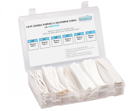 Polyolefin heat shrink kit, multi sizes, white