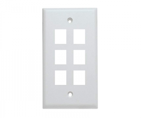 Keystone 6 port wall plate in white Keystone 6 port wall plate in white