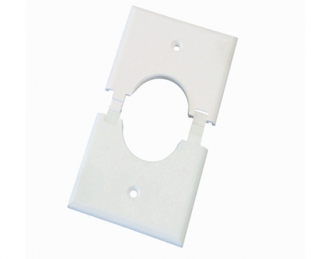 White single gang split-port wall plate, ml1gs-wh