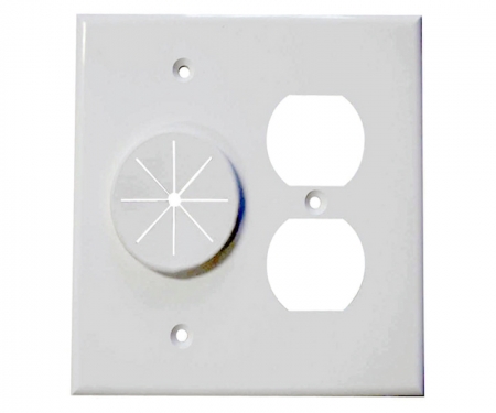 White duplex receptacle and wireport, mldr2g-gr10-wh