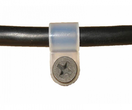 Picture of a natural cable clamp in use securing a wire