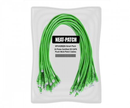 Cable Manager Organizer w/24x 2' Green Patch cords