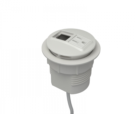 Parchment powdercoat node power and data desk grommet with 1 ac power, 1 open data, and 72
