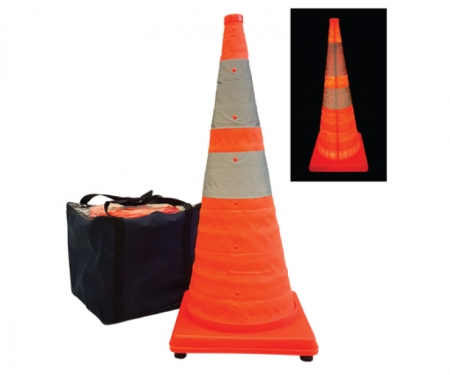 Pop-up safety cones shown before and after  Pop-up safety cones shown before and after