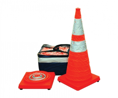 Pop-up safety cones, orange w/silver banner Pop-up safety cones, orange w/silver banner