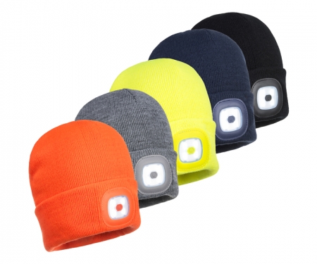 PORTWEST BEANIE LED HEAD LIGHT 8029 黒 Portwest Beanie LED Headlight USB Rechargeable | Tradies