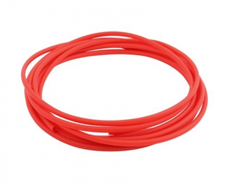 Rolled up cut lengths of 2:1 heat shrink tubing, Red