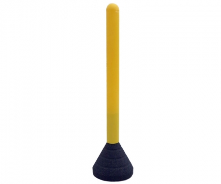 yellow plastic bollard post mounted on heavy black rubber base yellow plastic bollard post mounted on heavy black rubber base