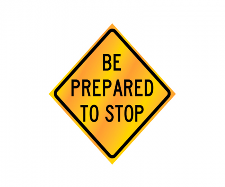 Road work warning sign, 