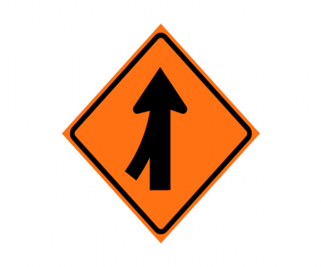 JBC roll up signage, merge right image, reflective,orange