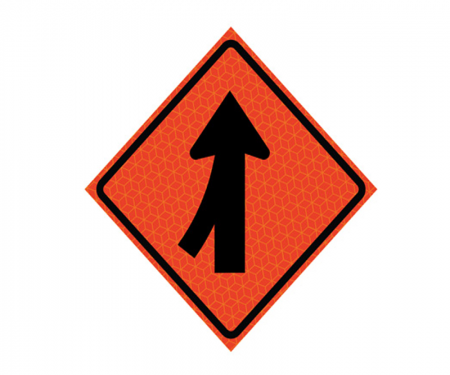 JBC roll up signage, merge right image, reflective, Red