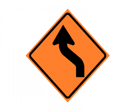 JBC roll up signage, curves left image, reversible, Orange, reflective,