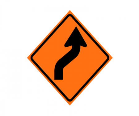 JBC roll up signage, curves right, image, non-reflective, orange