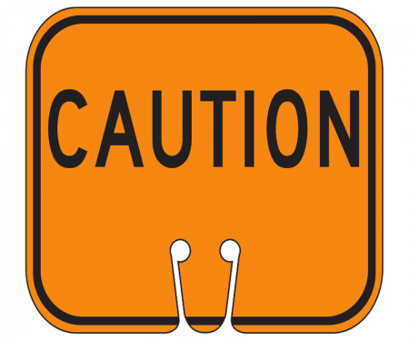 Top Sign for safety cones, orange, Caution