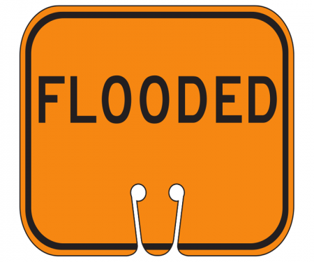 Top Sign for safety cones, orange, Flooded
