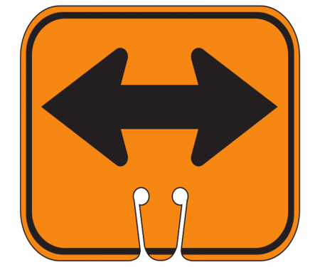Top Sign for safety cones, Orange with black arrows