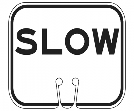 Top Sign for safety cones, White, Slow