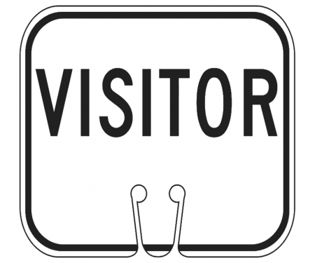 Top Sign for safety cones, White, Visitor