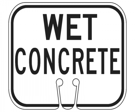 Top Sign for safety cones, White, Wet Concrete
