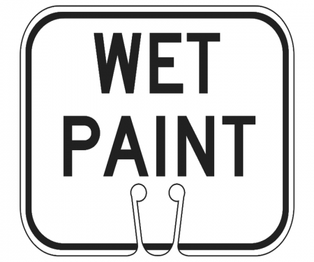 Top Sign for safety cones, White, Wet Paint