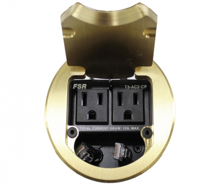FSR t3-ac2cp-brs brass 3.5 inch t3 cable pull table box round FSR t3-ac2cp-brs brass 3.5 inch t3 cable pull table box round
