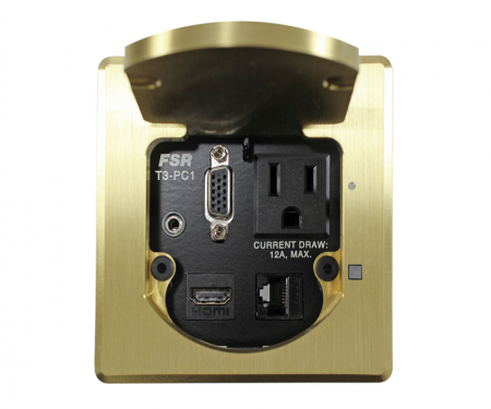 t3-pc-1d table boxes fsr 1 button square brass