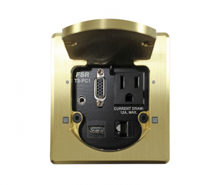 t3-pc-1d table boxes fsr 2 button square brass