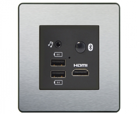 White mediahub UHD in surface power & data grommet, TA-3360-wh