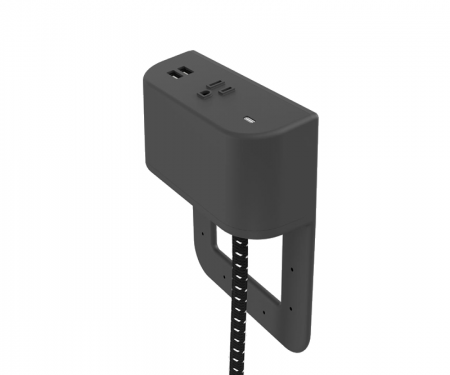 Tully in furniture charging hub 2 inch tail black plastic with pinstripe black and storm cord