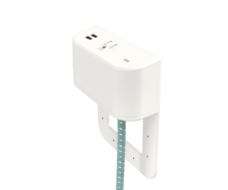 Tully in furniture charging hub 2 inch tail white plastic with dusk and pinstripe cord