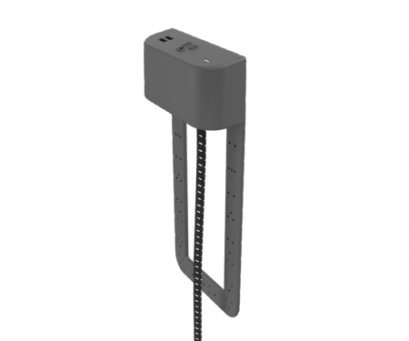 Tully in furniture charging hub 9 inch tail black plastic with pinstripe black and white cord