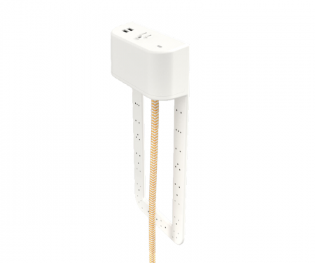 Tully in furniture charging hub 9 inch tail white plastic with chevron honey and white cord