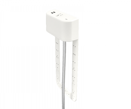 Tully in furniture charging hub 9 inch tail white plastic with silver braided cord