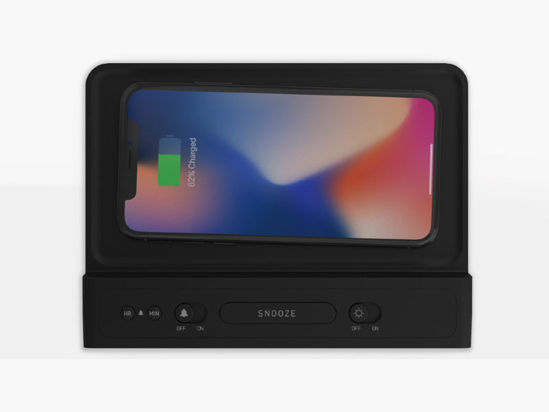 NonStop™ Station W Alarm Clock with QI Wireless Charging and Dual USB