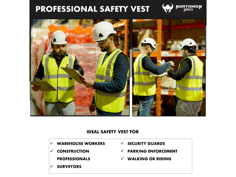 NORTHMON SAFETY Class 2 Hi-Vis Vest - Adjustable Reflective Construction Vest For Men & Women, ANSI Compliant, Yellow