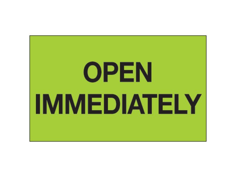 Open Immediately Fluorescent Green Labels