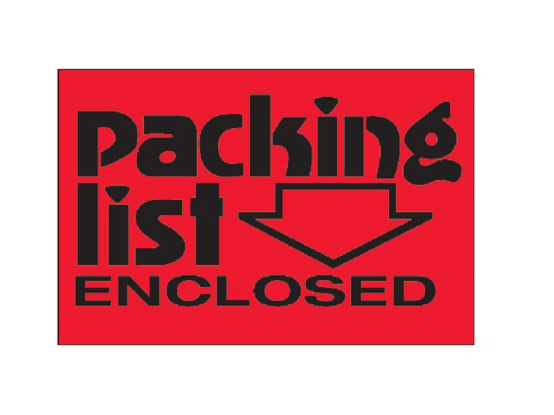 Packing List Enclosed Fluorescent Red Labels