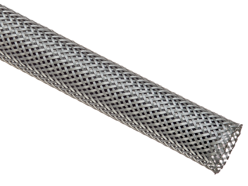 Techflex® Flexo® PET Expandable Braided Sleeving - 3/4 Inside Diameter -  25' Long Spool - Platinum Gray