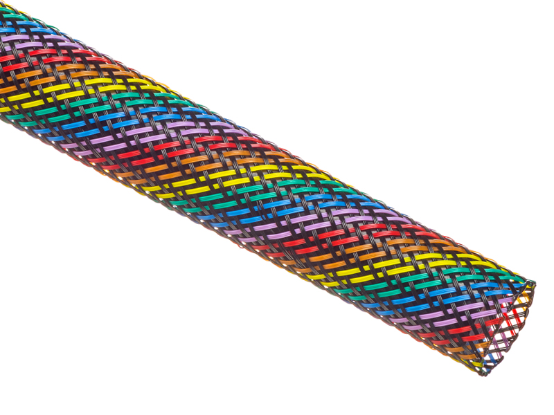 Techflex® Flexo® PET Expandable Braided Sleeving - 3/4 Inside Diameter -  25' Long Spool - Rainbow Black