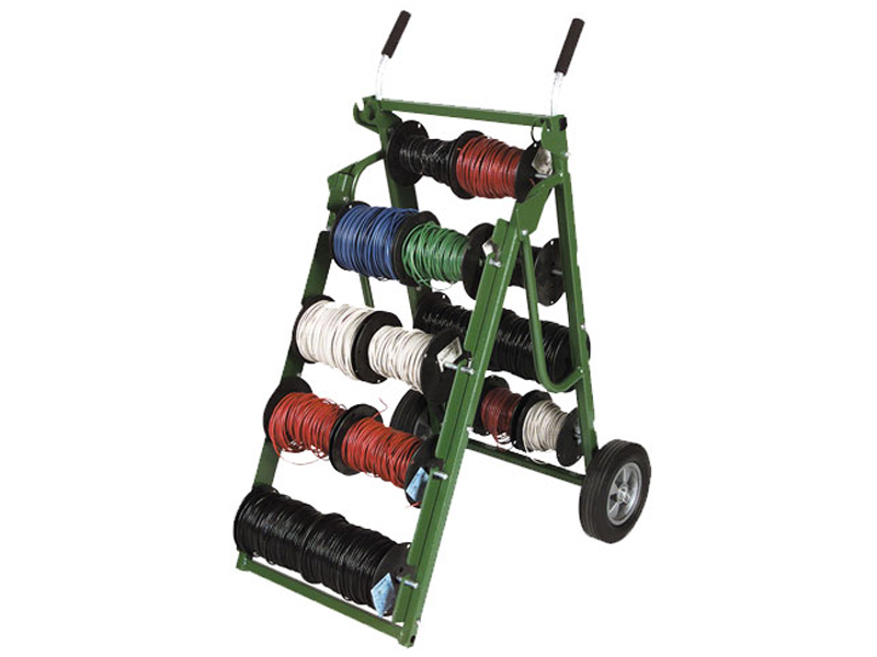 BISupply Wire Spool Rack Cable Caddy, Red - Wiring Spool Dispenser Bulk Cable Holder, Electrical Wires Dolly with Wheels