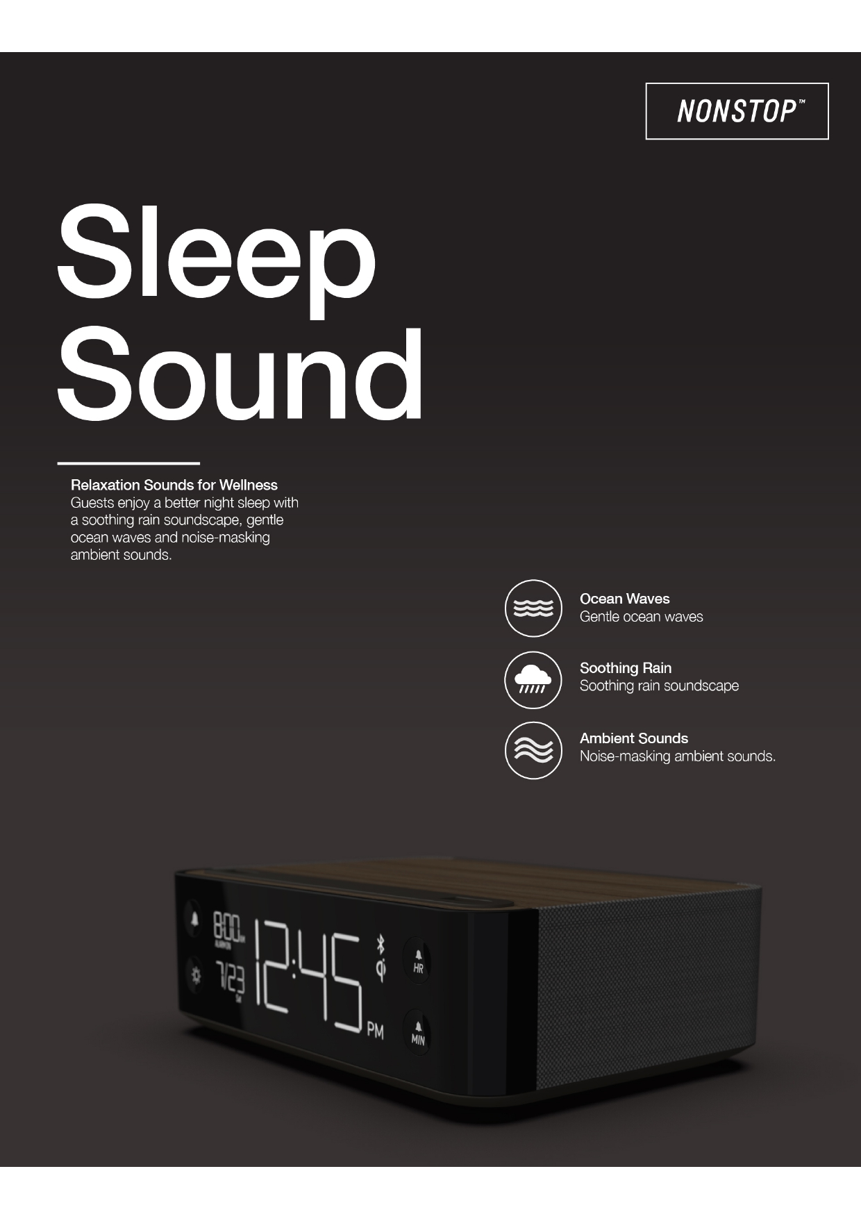 NonStop™ Station A Alarm Clock with Wireless Charging, Bluetooth